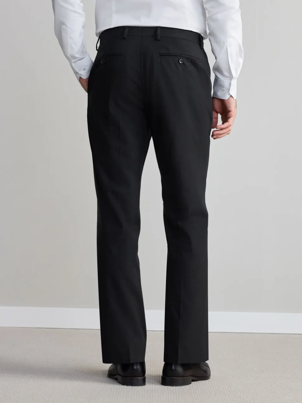 Black Regular Fit Slim Fit Signature Nova Fides 100% Italian Wool Suit Trousers