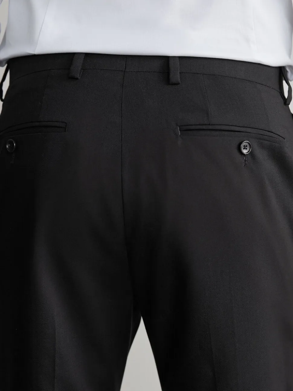 Black Regular Fit Slim Fit Signature Nova Fides 100% Italian Wool Suit Trousers