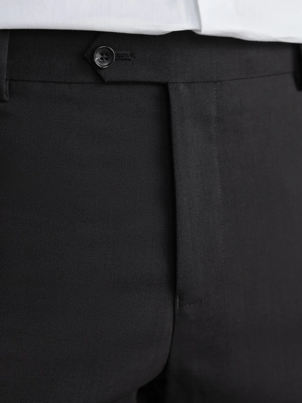 Black Regular Fit Slim Fit Signature Nova Fides 100% Italian Wool Suit Trousers