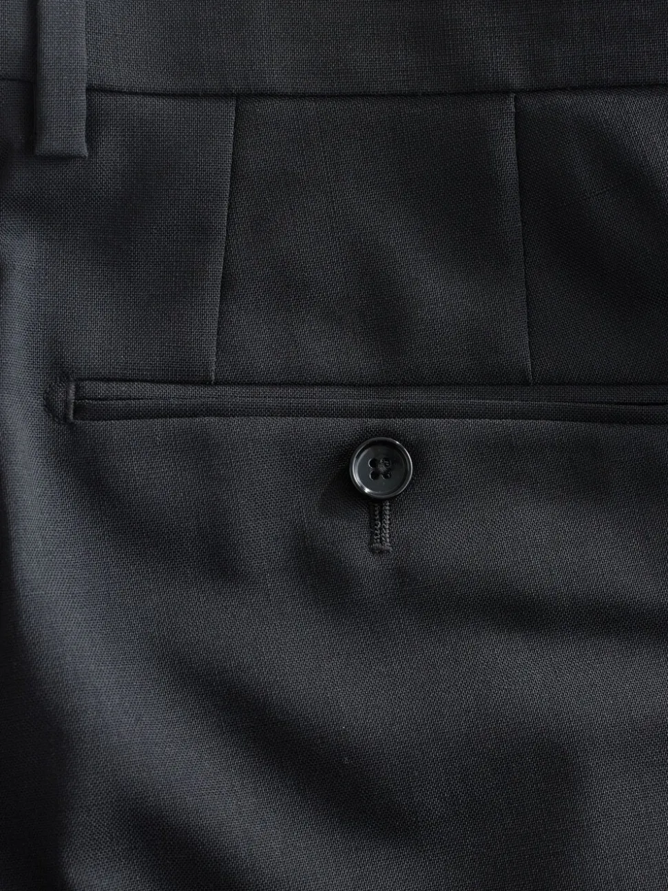 Black Regular Fit Slim Fit Signature Nova Fides 100% Italian Wool Suit Trousers