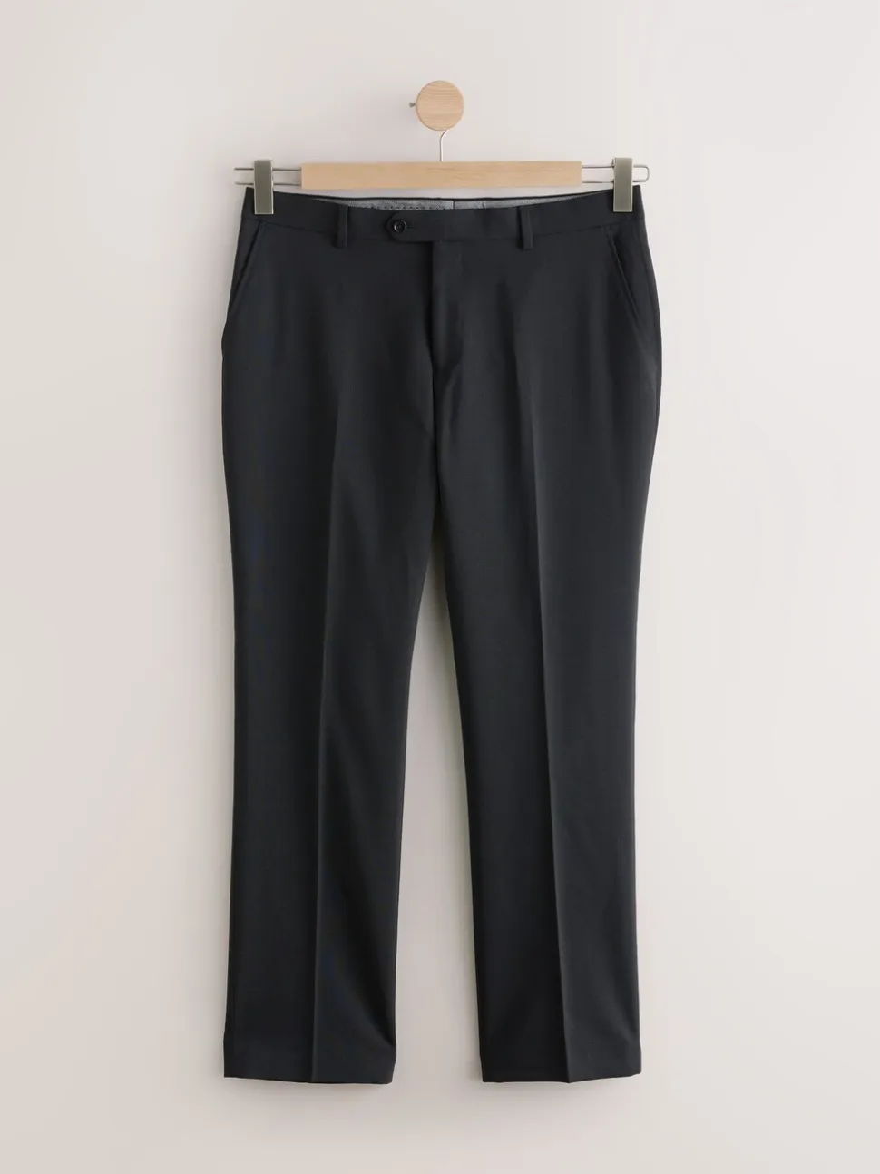 Black Regular Fit Slim Fit Signature Nova Fides 100% Italian Wool Suit Trousers