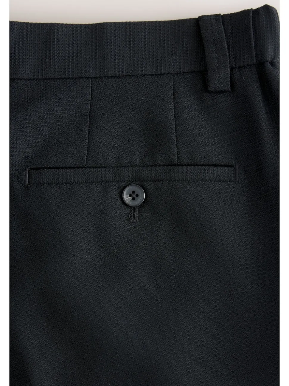 Black Regular Fit Smart Textured Trousers With Stretch Waistband