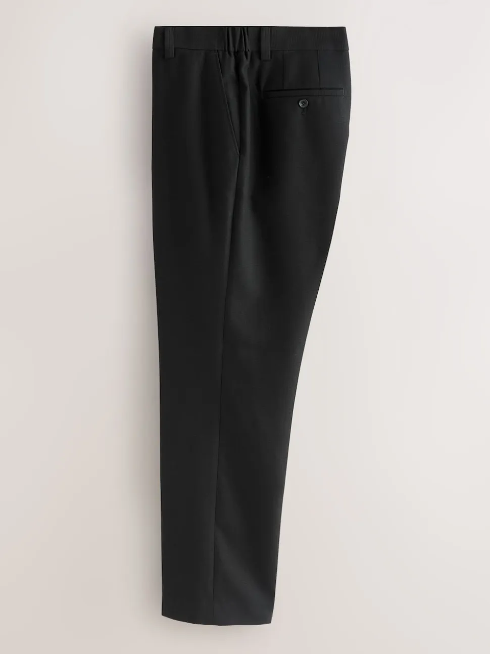 Black Regular Fit Smart Textured Trousers With Stretch Waistband