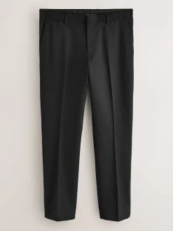 Black Regular Fit Smart Tuxedo Trousers With Velvet Side Tape Detail