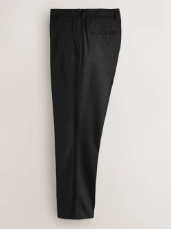Black Regular Fit Smart Tuxedo Trousers With Velvet Side Tape Detail