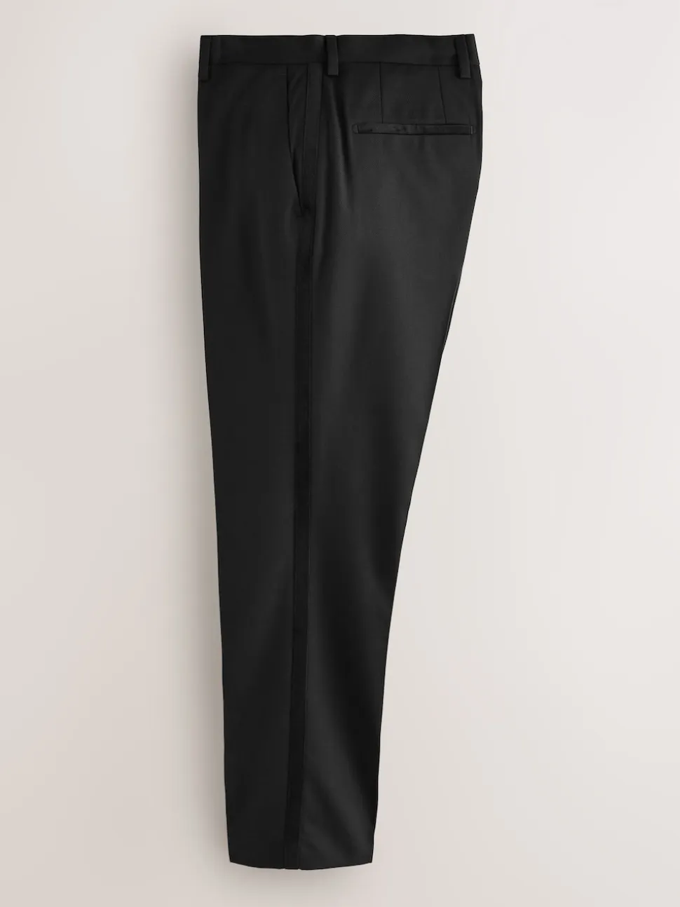 Black Regular Fit Smart Tuxedo Trousers With Velvet Side Tape Detail