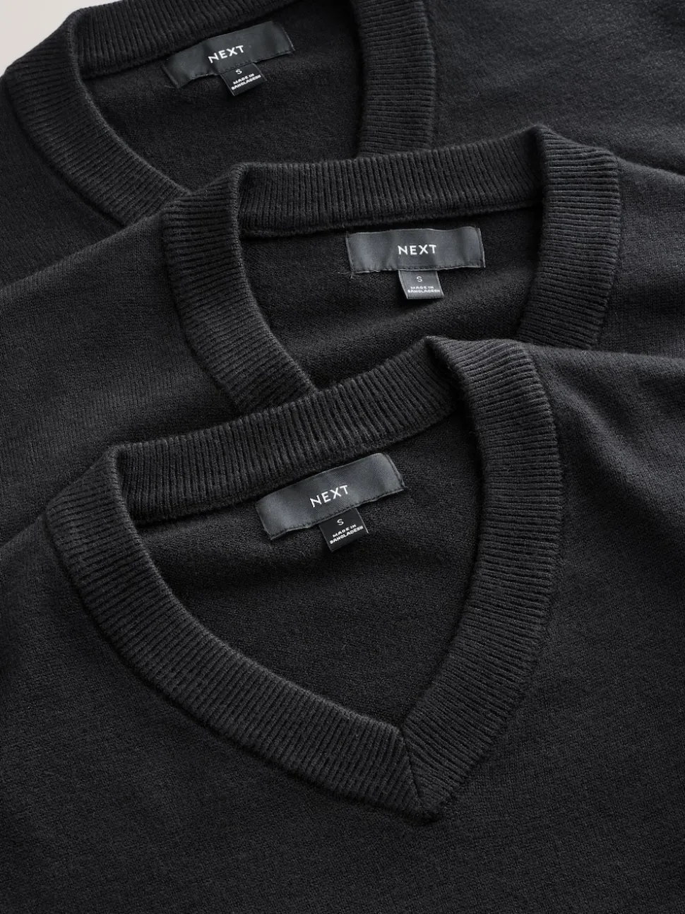 Black Regular Fit Soft Touch V-Neck Jumpers 3 Pack