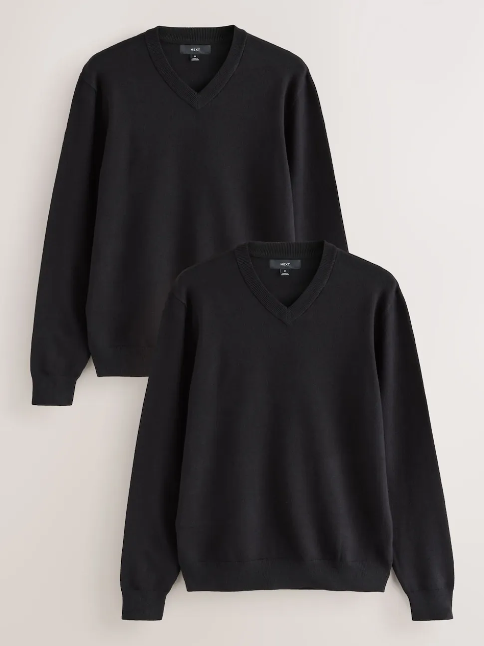 Black Regular Fit Soft Touch V-Neck Jumpers 2 Pack