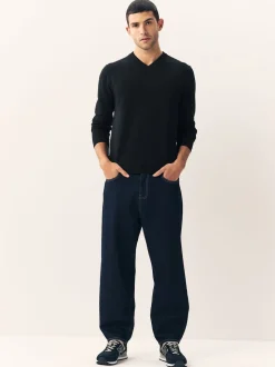 Black Regular Fit Soft Touch V-Neck Jumpers 2 Pack