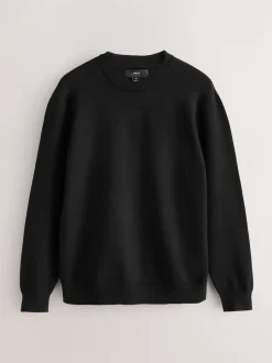 Black Regular Fit Soft Touch Crew Neck Jumpers 2 Pack