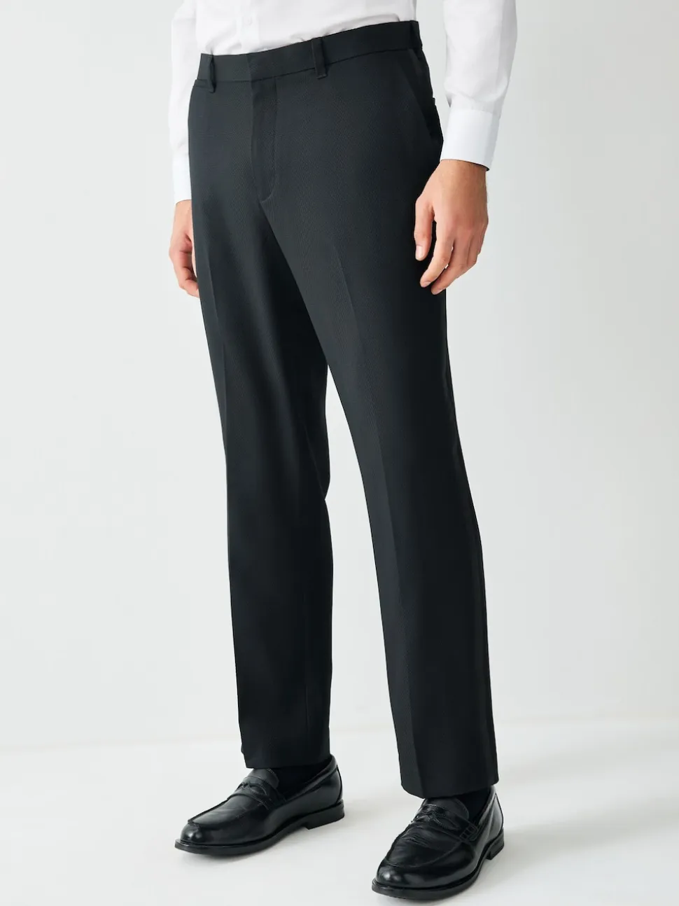 Black Regular Fit Tape Detail Textured Tuxedo Trousers