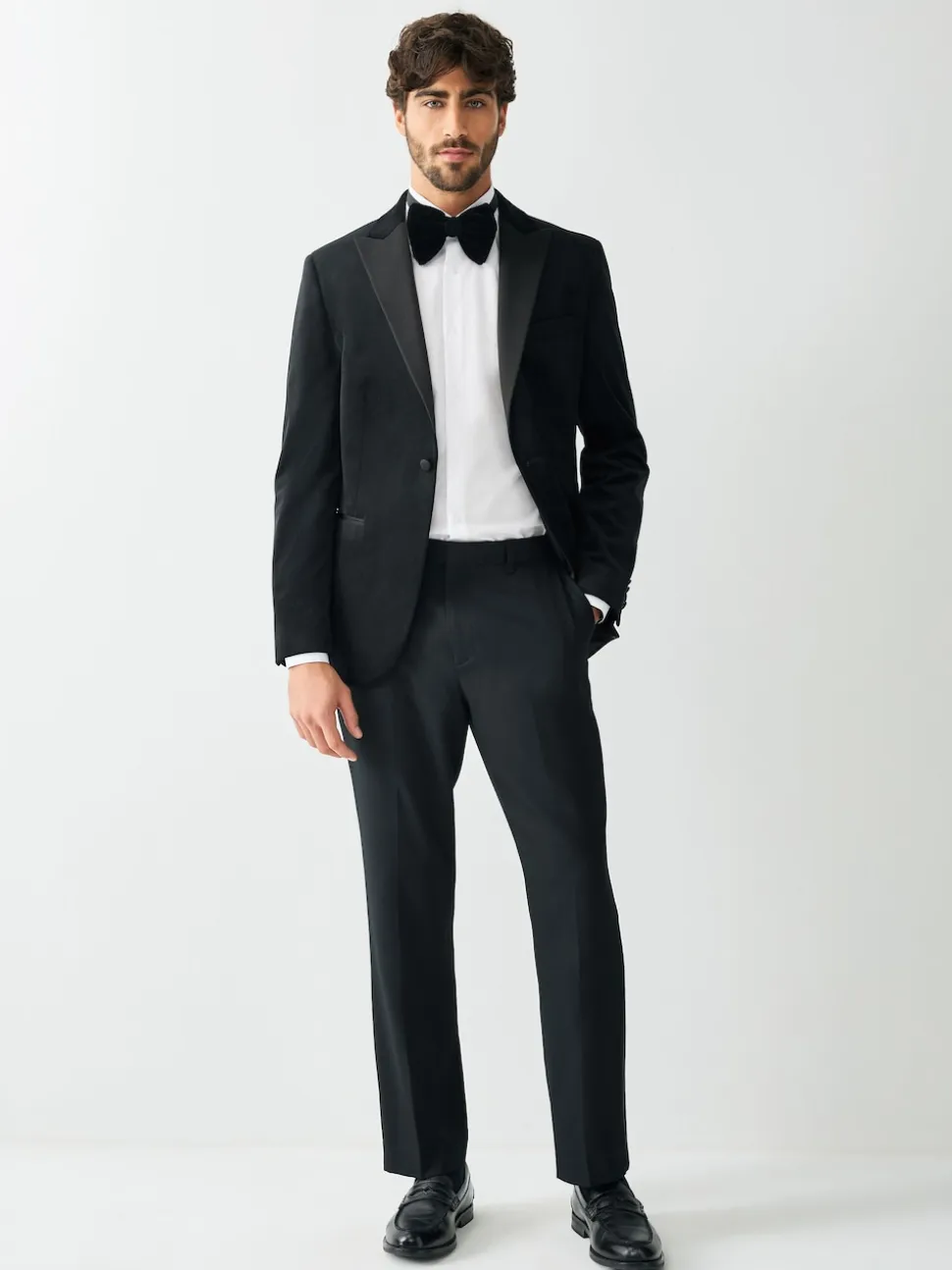 Black Regular Fit Tape Detail Textured Tuxedo Trousers