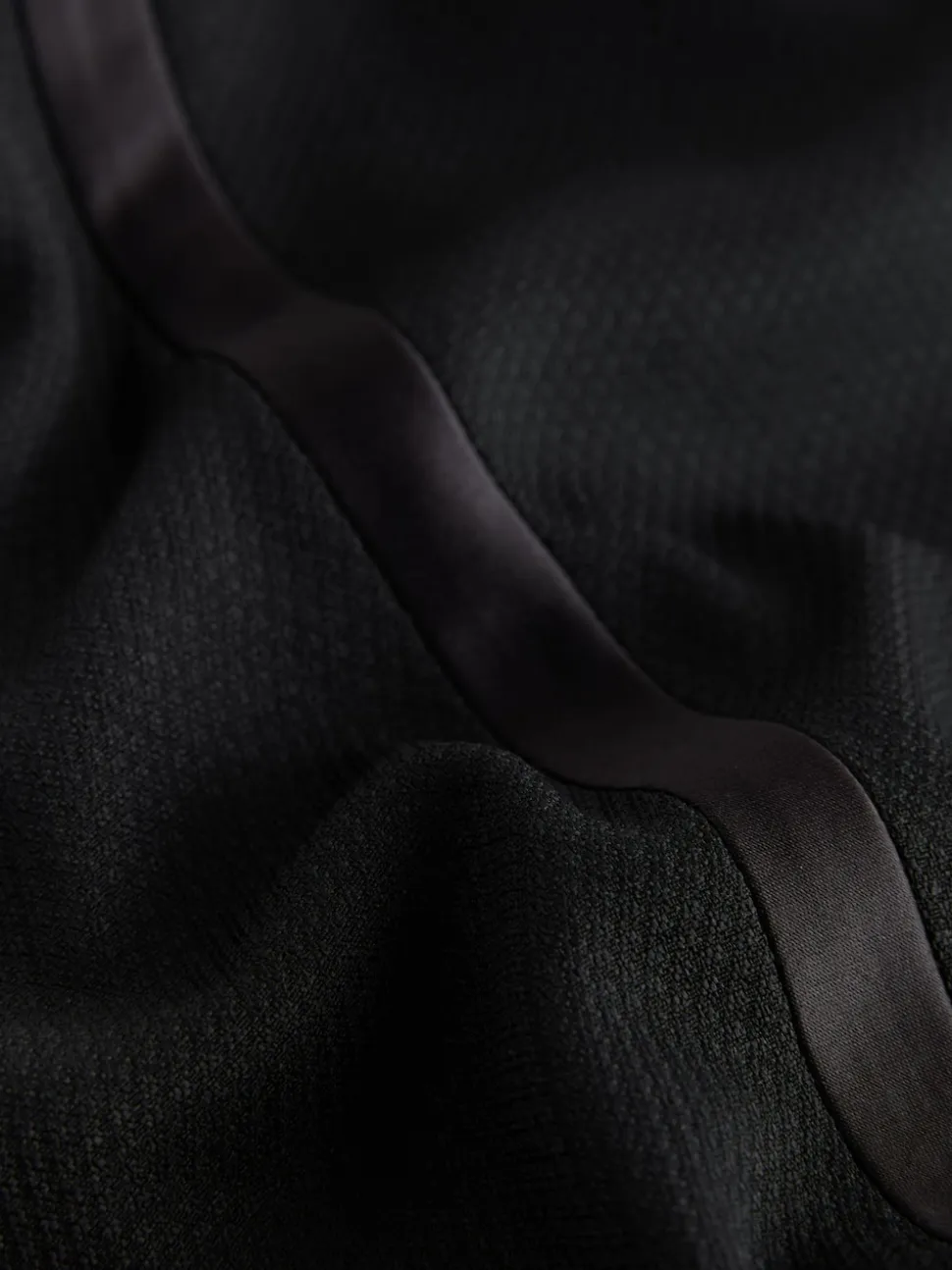 Black Regular Fit Tape Detail Textured Tuxedo Trousers