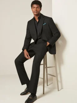 Black Regular Fit Textured Suit Jacket
