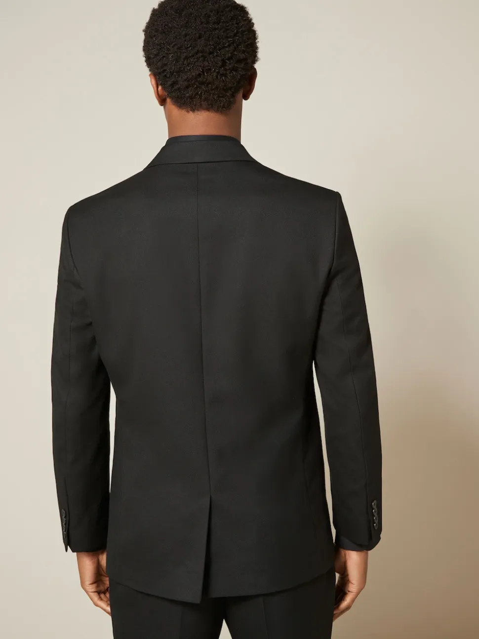 Black Regular Fit Textured Suit Jacket