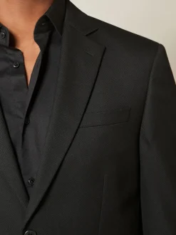 Black Regular Fit Textured Suit Jacket
