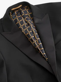 Black Regular Fit Tuxedo Suit Jacket