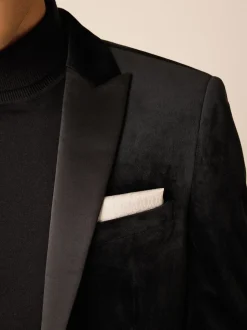 Black Regular Fit Velvet Blazer