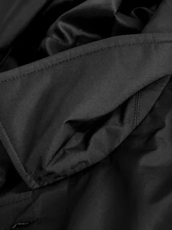 Black Regular Fit Waterproof Trench Coat