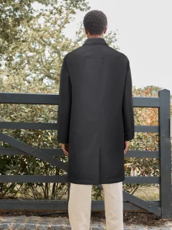 Black Regular Fit Waterproof Trench Coat