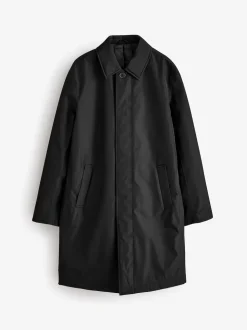 Black Regular Fit Waterproof Trench Coat