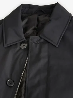 Black Regular Fit Waterproof Trench Coat