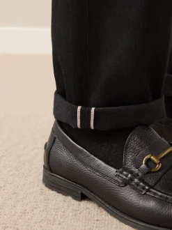 Black Regular Tapered Fit Signature Selvedge Denim Jeans