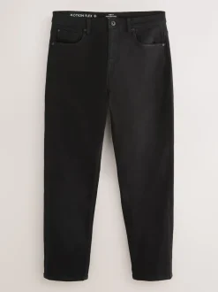 Black Regular Tapered Fit Motionflex Jeans