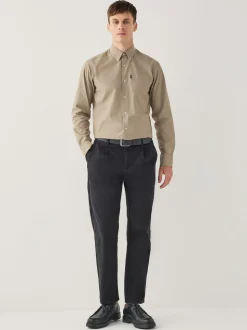 Black Regular Tapered Fit Single Pleated Stretch Chinos Trousers