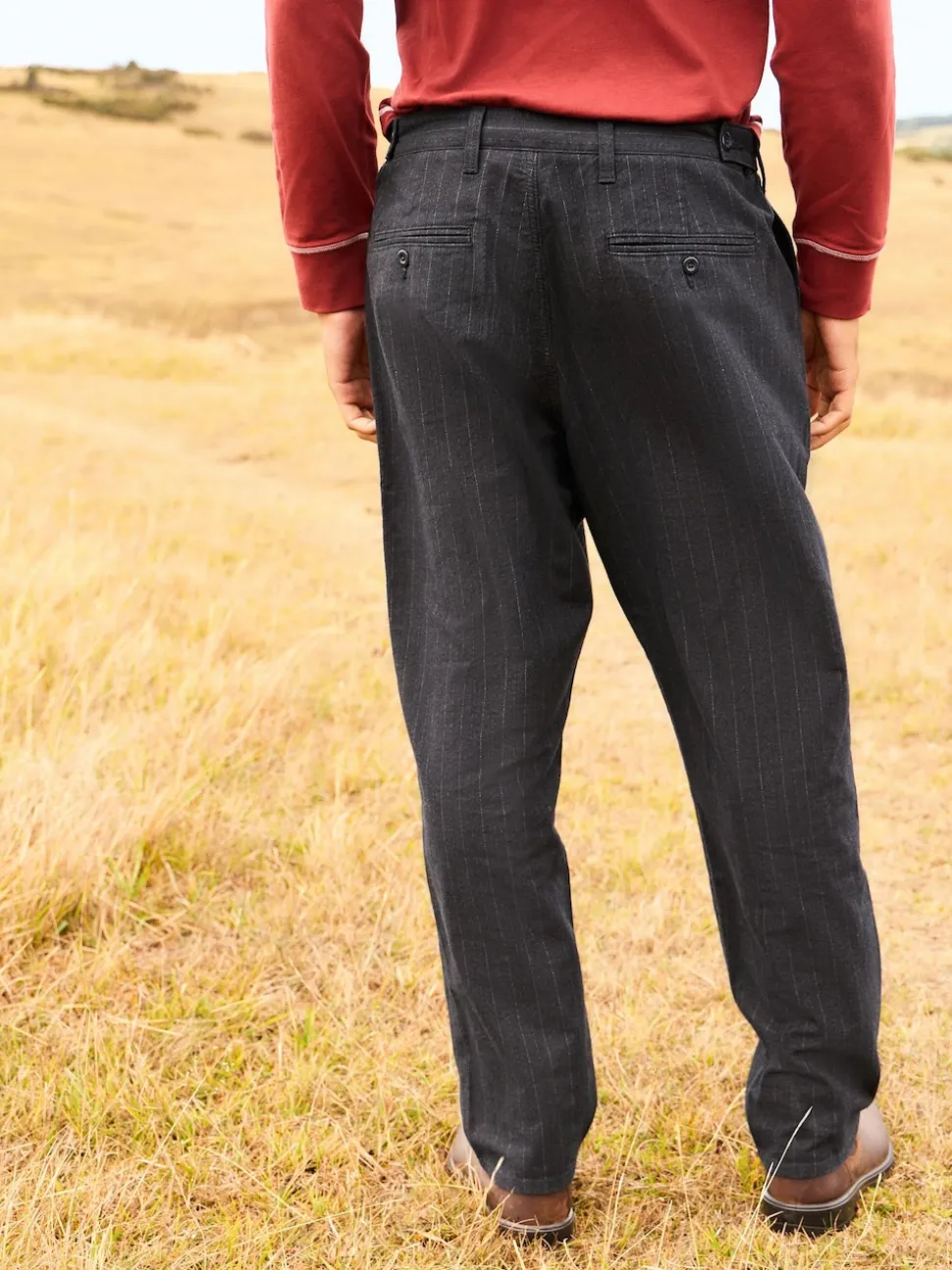 Black Relax Tapered Fit Twin Pleat Heritage Cotton Rich Trousers