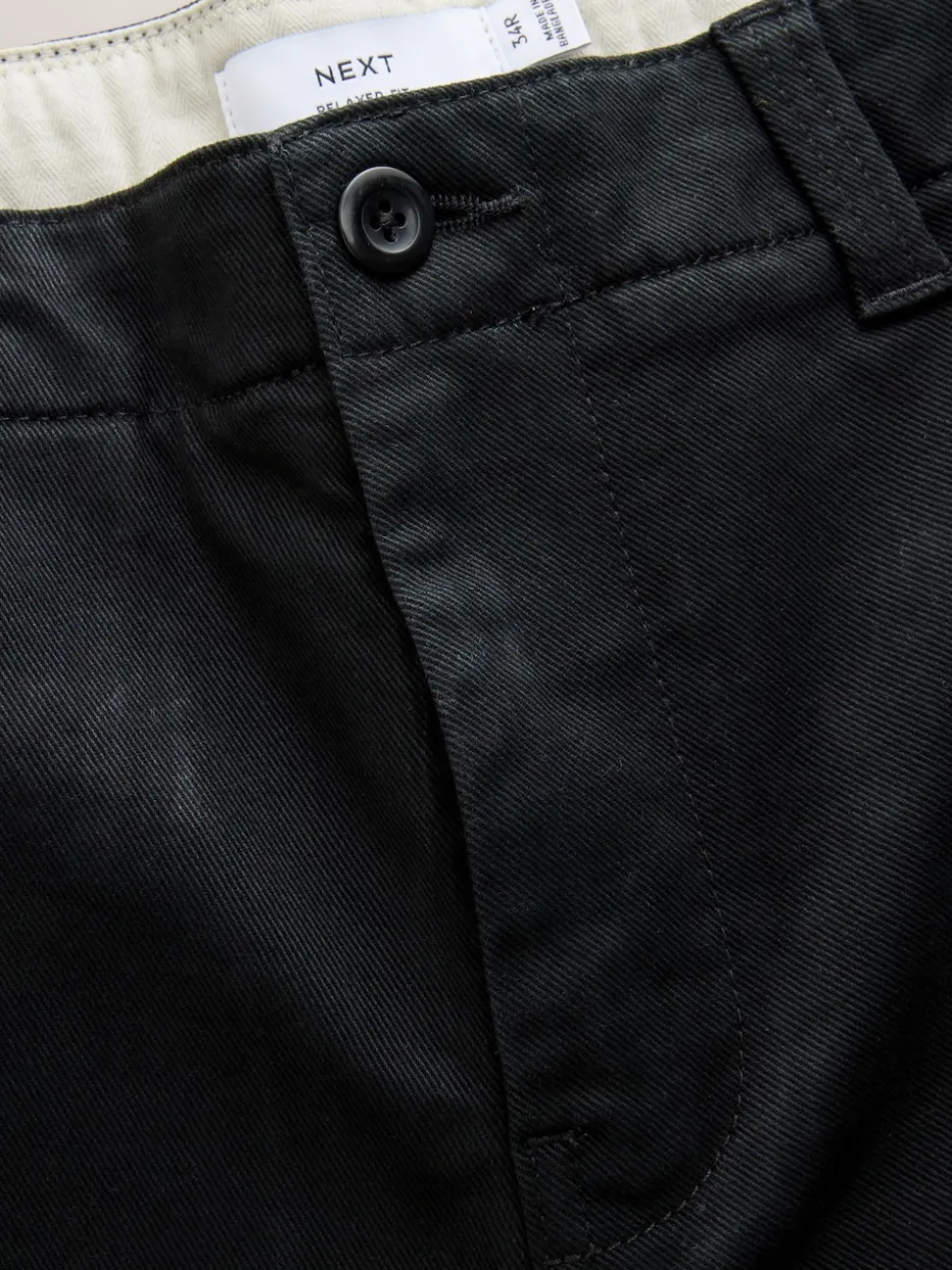 Black Relaxed Fit Authentic Cotton Rich Stretch Trousers