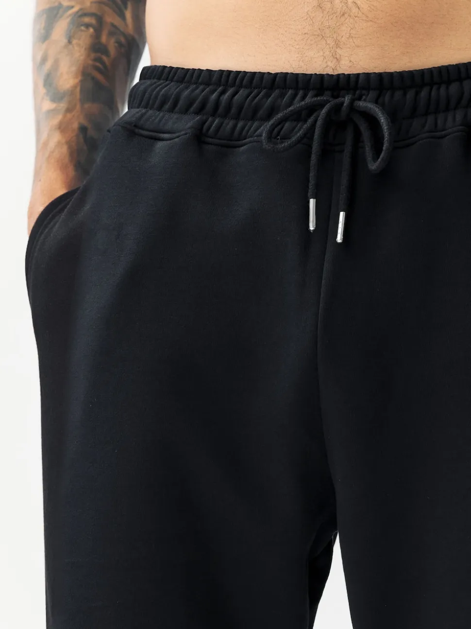 Black Relaxed Fit Brushback Heavyweight Joggers