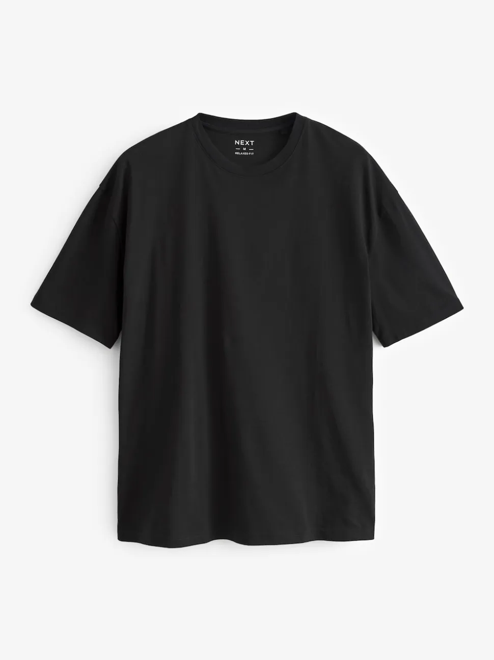 Black Relaxed Fit Essential Crew Neck Cotton T-Shirt