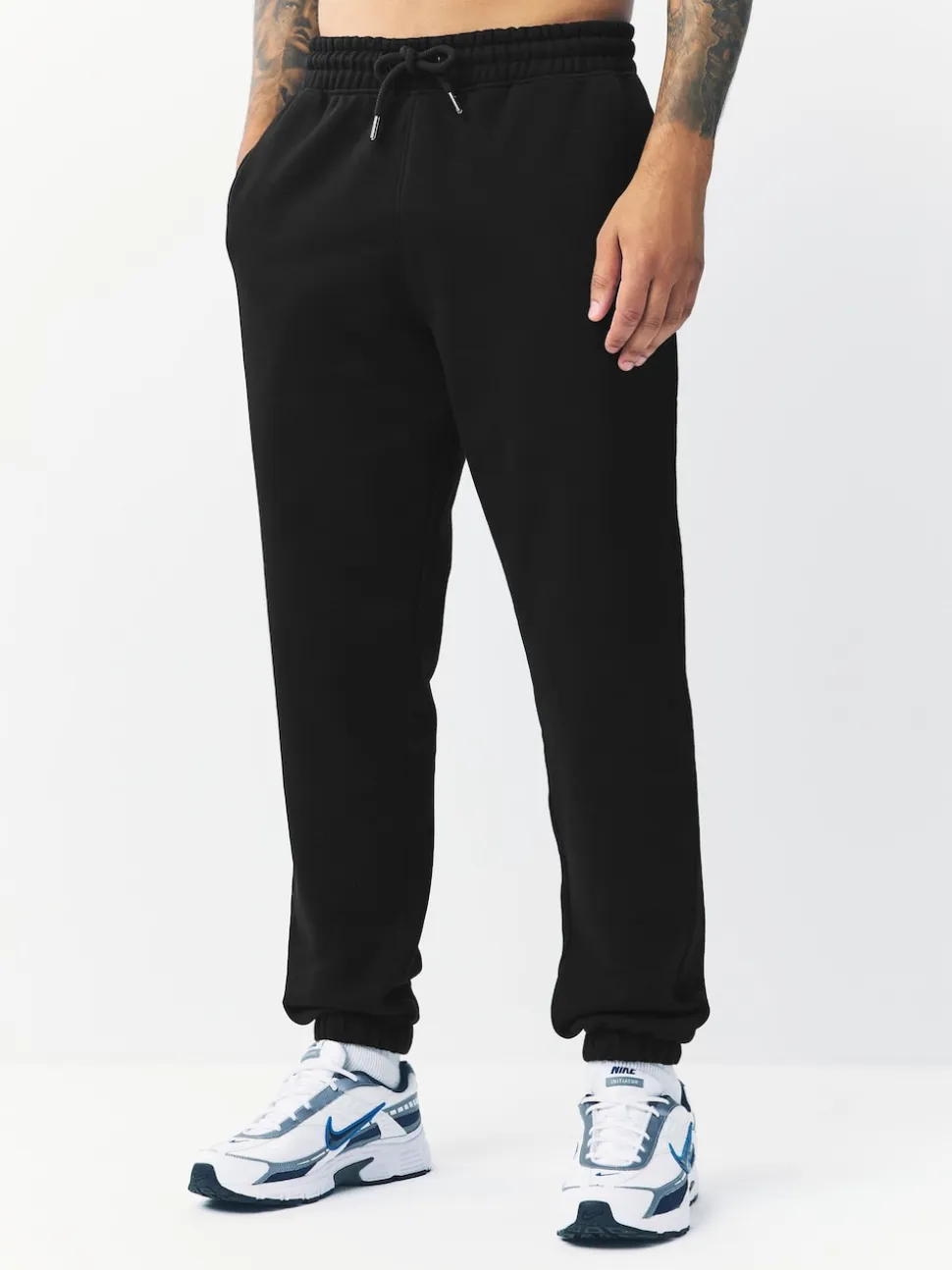 Black Relaxed Fit Slim Fit Brushback Heavyweight Joggers