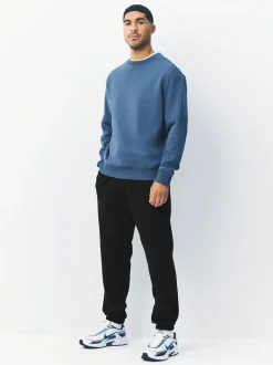 Black Relaxed Fit Slim Fit Brushback Heavyweight Joggers
