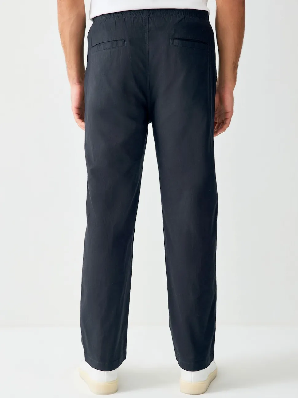 Black Relaxed Fit Smart Linen Cotton Blend Trousers