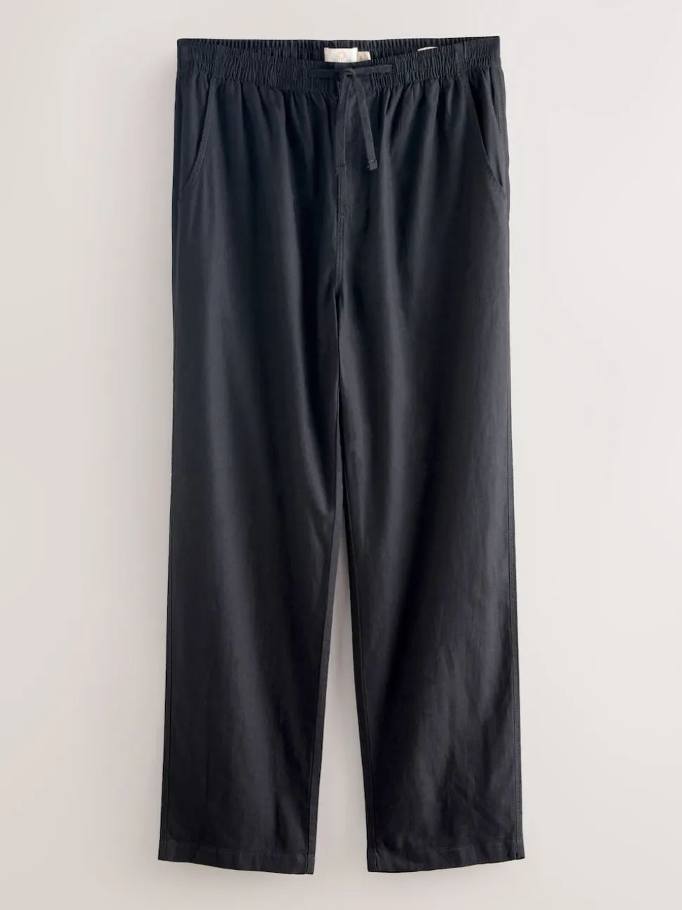 Black Relaxed Fit Smart Linen Cotton Blend Trousers