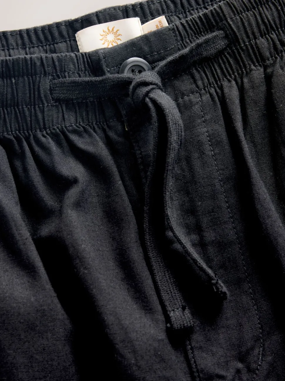 Black Relaxed Fit Smart Linen Cotton Blend Trousers