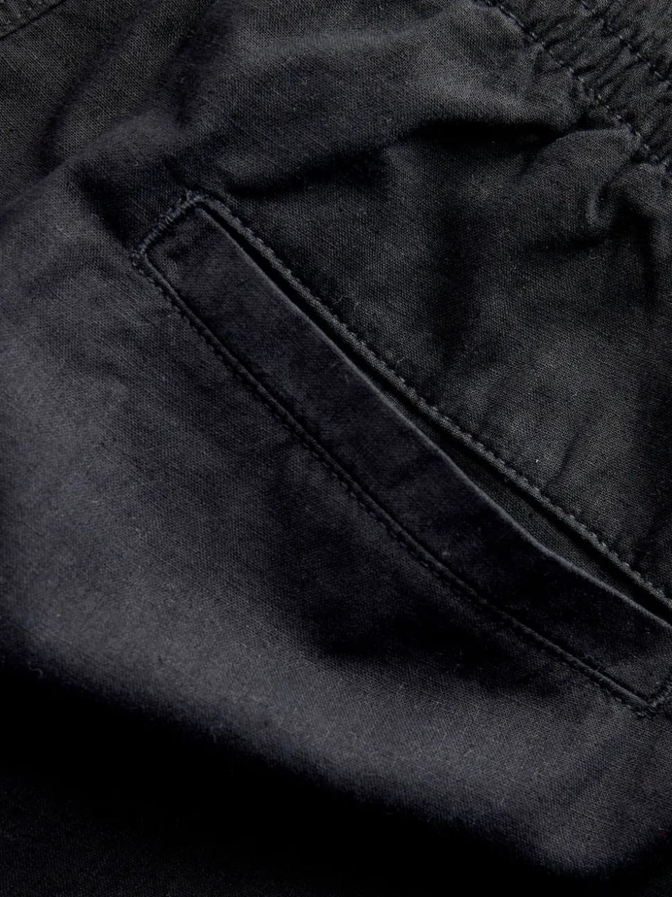 Black Relaxed Fit Smart Linen Cotton Blend Trousers