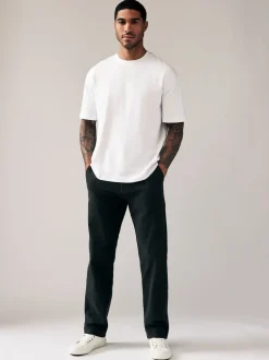 Black Relaxed Fit Stretch Chinos Trousers