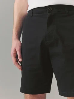 Black Relaxed Fit Stretch Chinos Shorts