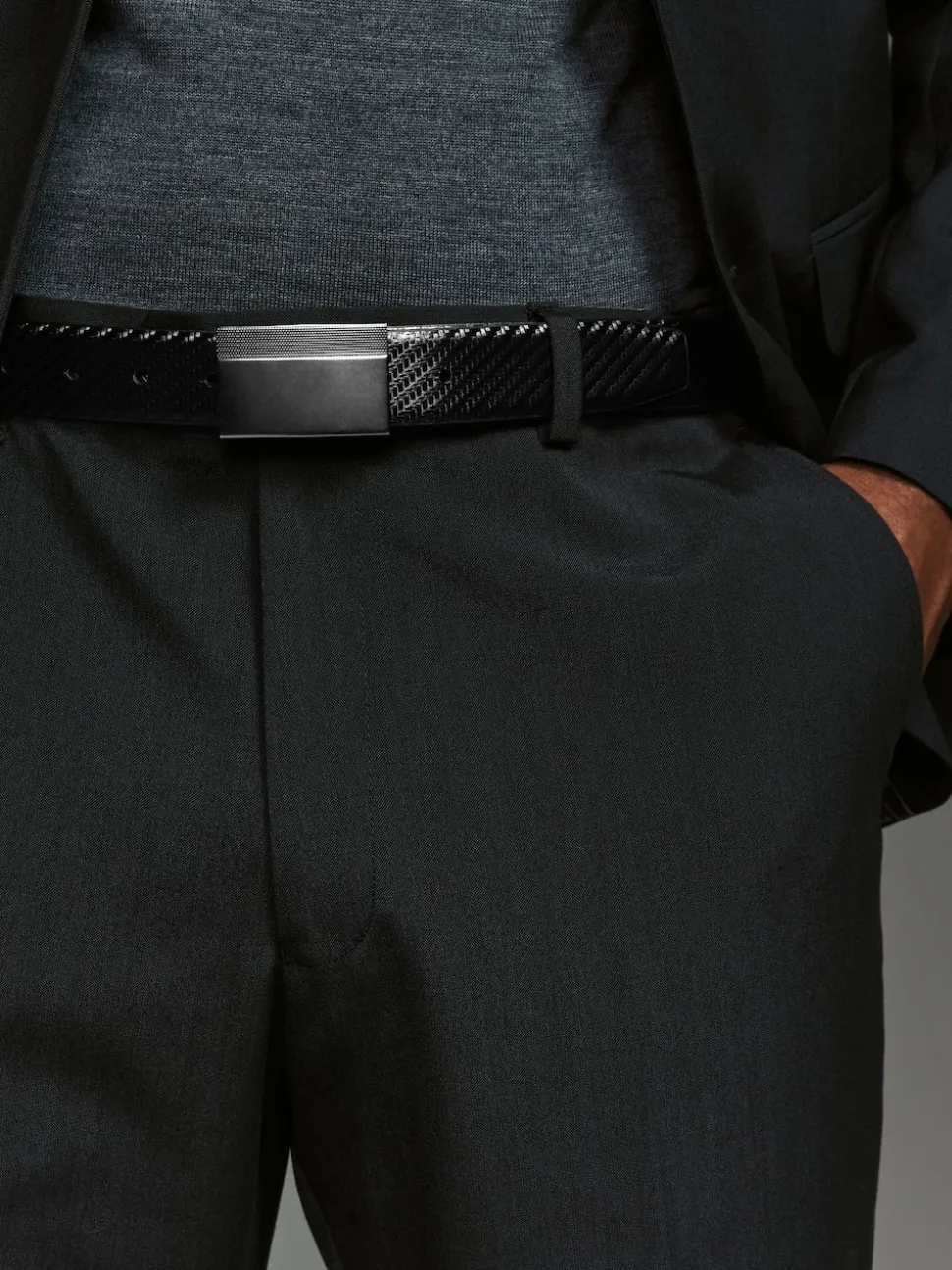 Black Reversible Print Smooth Leather Belt