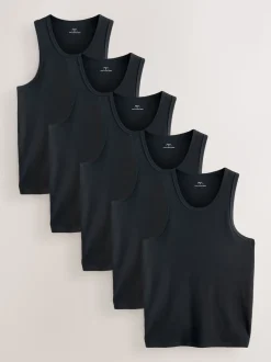 Black Rib Vests 5 Pack