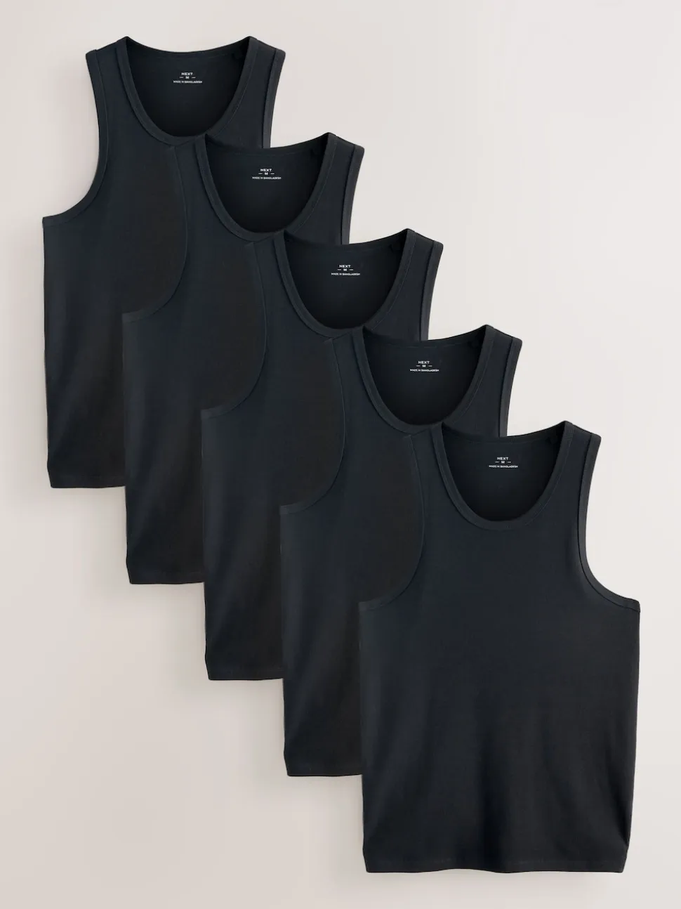 Black Rib Vests 5 Pack