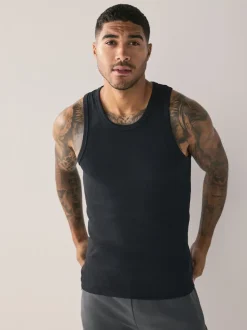 Black Rib Vests 5 Pack