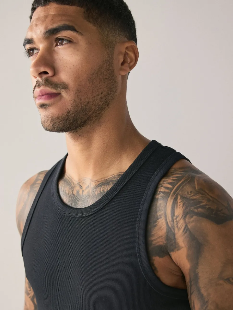 Black Rib Vests 5 Pack