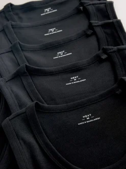 Black Rib Vests 5 Pack