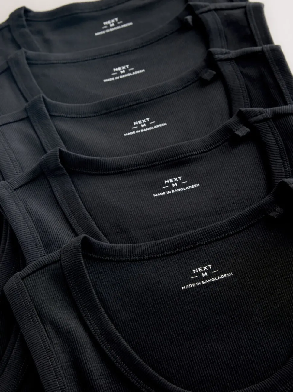 Black Rib Vests 5 Pack