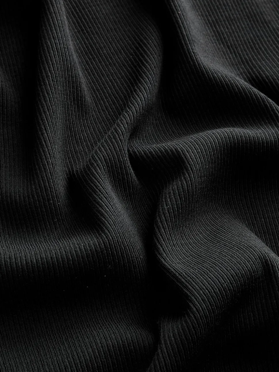 Black Ribbed Short Sleeve Crew T-Shirt