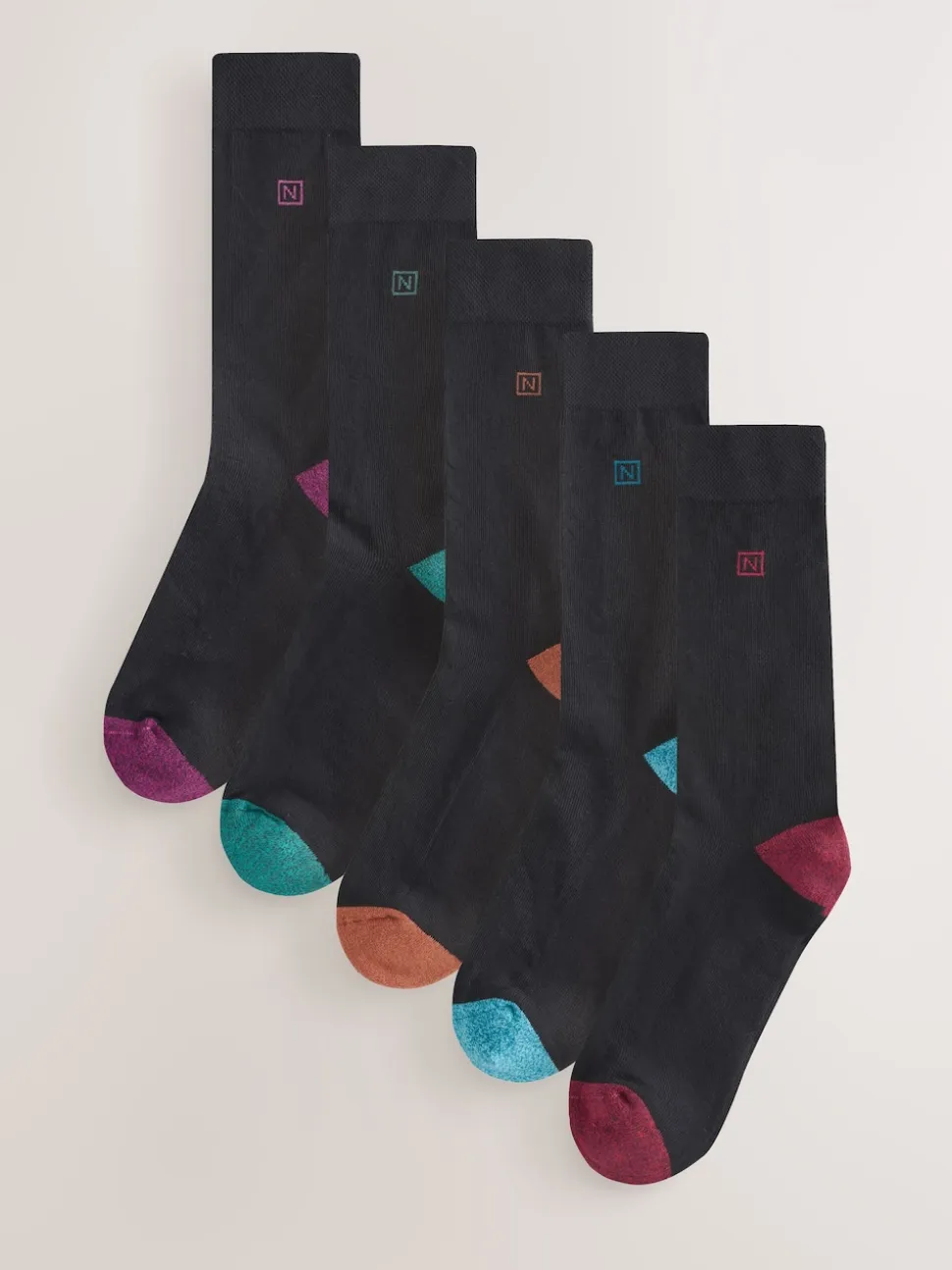 Black Rich Heel Cushioned Sole Comfort Socks